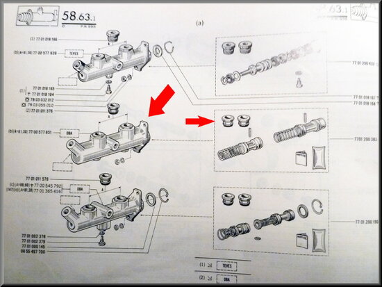 Hoofdremcilinder (tandem) revisieset R16 L-TS-TX (Bendix 19mm). 