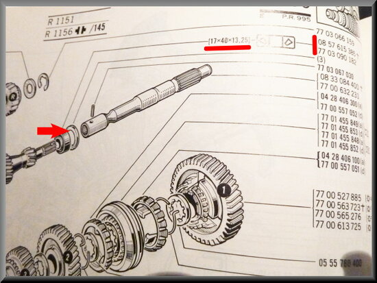 Bearing gearbox main shaft (17x40x13,25mm) 336 gearbox.