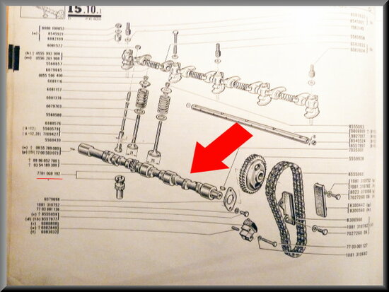 Camshaft R16 L-TL with ignition gear (697 and 821 engine).