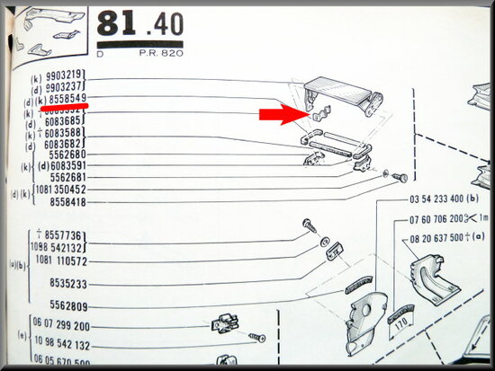 Spring clip for ventilation flap operating cable.