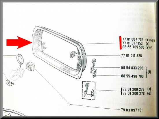 Headlight frame R16 (except R16 TX).