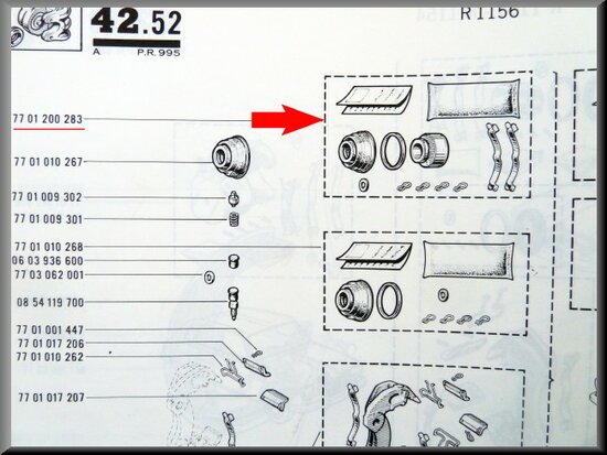 Brake caliper repair set 54mm.