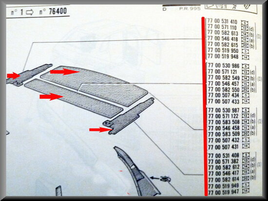 Carpetset for the rear shelf and C-pillars (grey boucle).