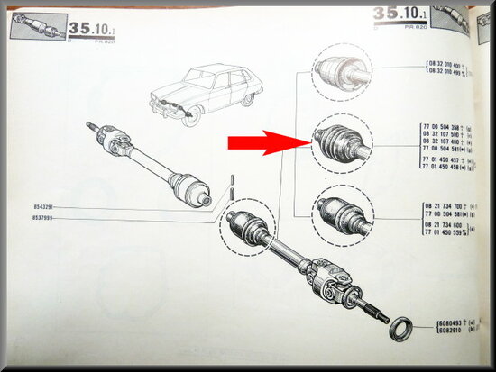 Drive shaft R16 L-TS < 1973 (New Old Stock).