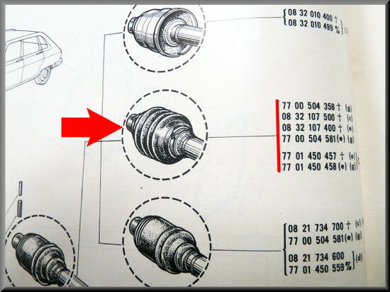 Drive shaft R16 L-TS < 1973 (New Old Stock).