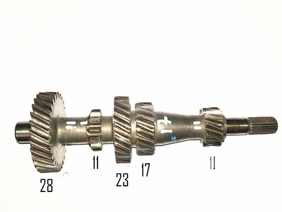 Primary shaft (28-11-23-17-11 teeth).