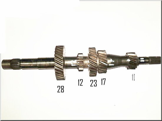 Primary shaft (28-12-23-17-11 teeth).