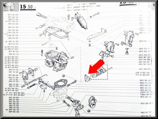 Carburetor gasket R16 L-GL-GLS. Carburetor 32 SEIA SEIMA.