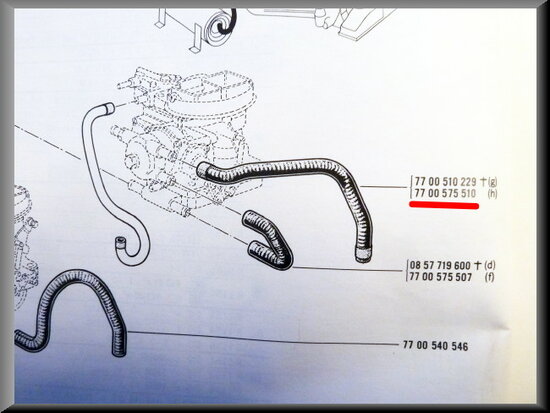 Cooling hose between inlet manifold and choke R16 TX.