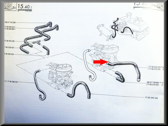 Cooling hose carburetor/ manifold R16 TS.