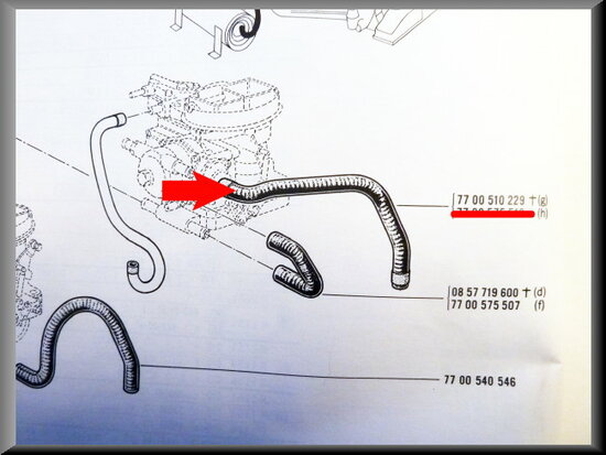 Cooling hose carburetor/ manifold R16 TS.