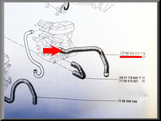 Koelslang carburateur/spruitstuk R16 TS.