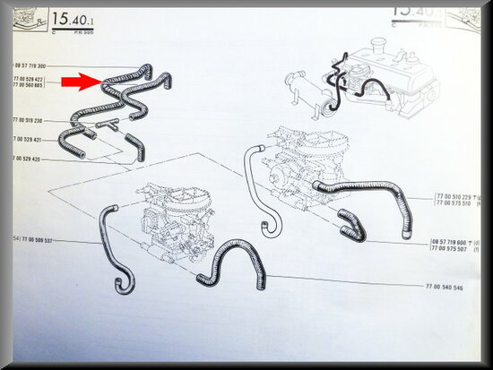 Cooling hose between water pump and carburetor R16 TS.