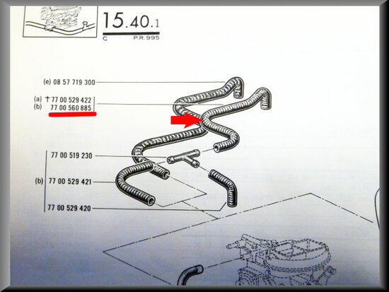 Cooling hose between water pump and carburetor R16 TX.