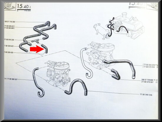 Cooling hose between water pump and carburetor R16 TX.