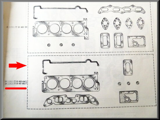 Cylinder head gasket set R16 TL.