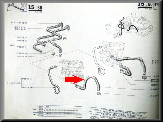 Tuyau de refroidissement carburateur/collecteur R16 TS.