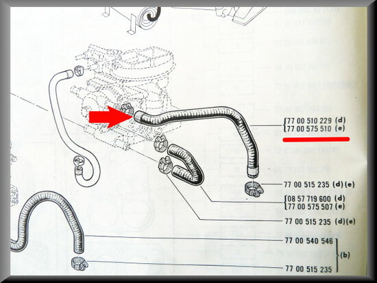 Tuyau de refroidissement carburateur/collecteur R16 TX.