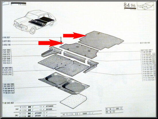 Trunk and rear bench mat (rubber).