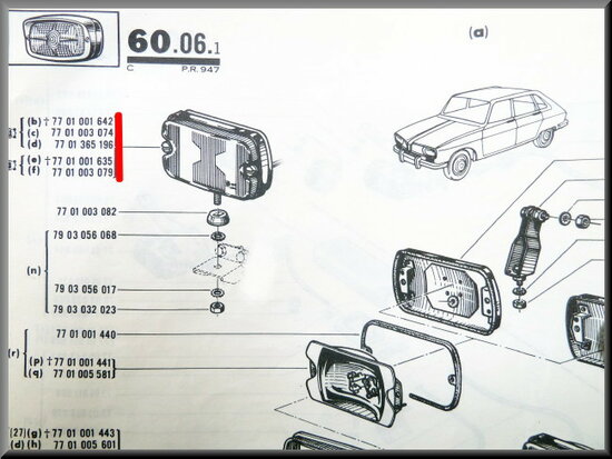 Headlight high beam R16 TS.