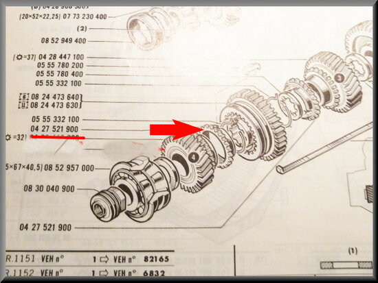 Synchromesh ring 3e, 4e, 5e versnelling.