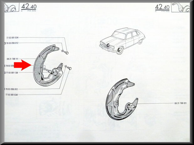 Tôle de protection disque de frein avant droit R16 >1968. 