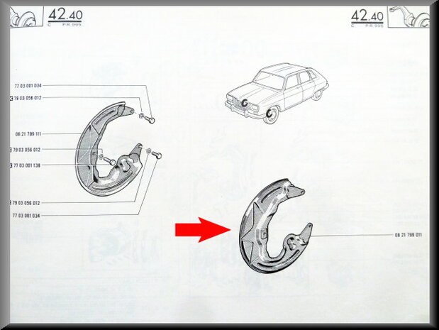 Tôle de protection disque de frein avant gauche R16 >1968.