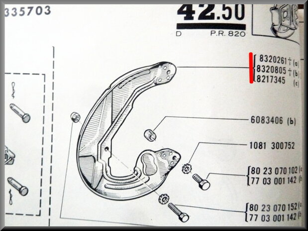 Tôle de protection disque de frein avant droit R16 < 1968.