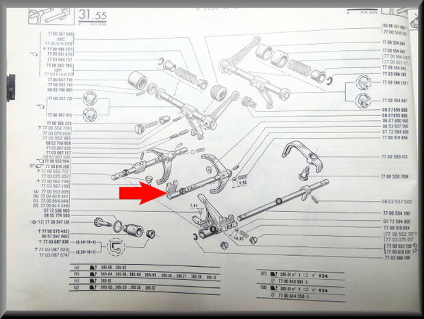 Selector shaft 1st and 2nd gear (5 gear).