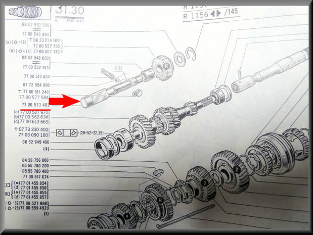 Reverse gear shaft