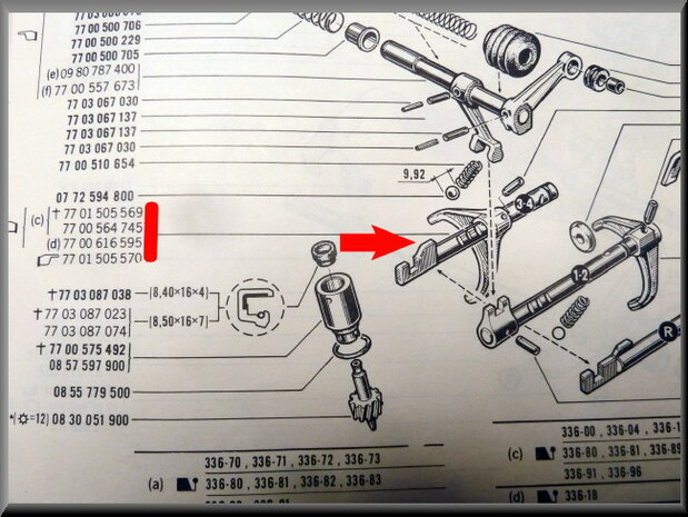 Selector shaft 3rd and 4th gear (4 gear).