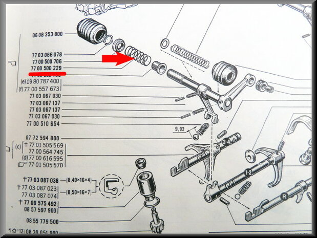 Selector shaft spring (4 gear).