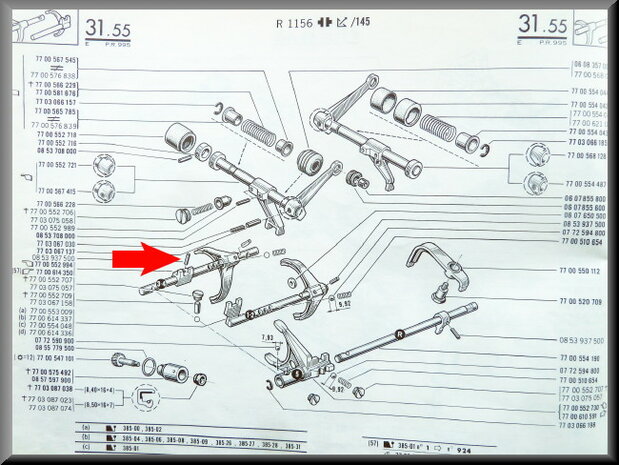 Locking pin gear-shift fork. 