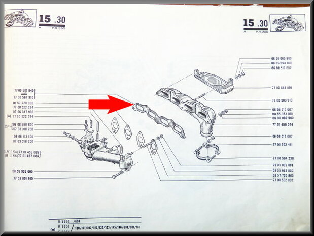 Spruitstuk pakking uitlaat R16 TS-TX (2,0 mm).