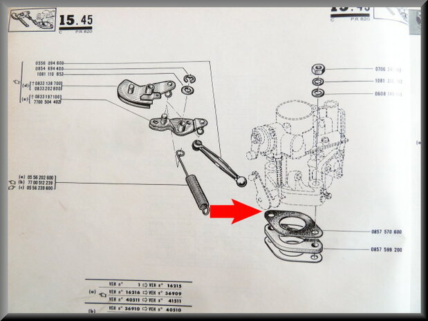 Carburateurvoet pakking R16 1150