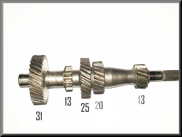 Primary shaft (31-13-25-20-13 teeth).