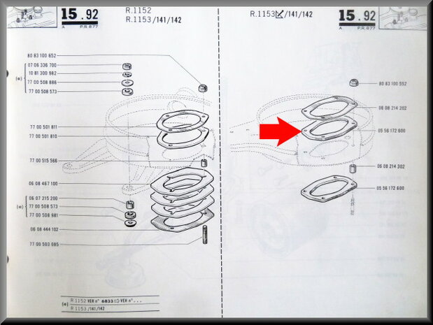 Rubber gasket between carburettor and air filter R16 TL. 