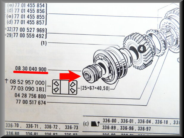 Pinion/ speedometer endless wheel (336 gearbox)