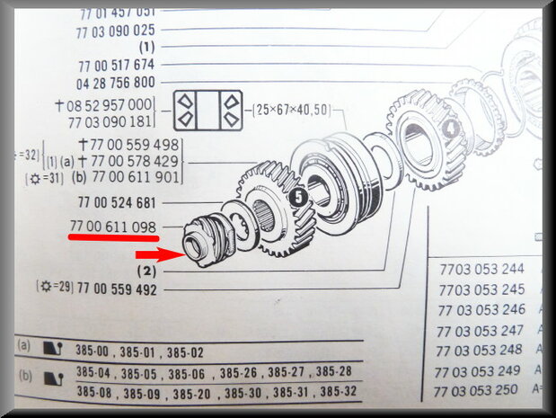 Pinion/ speedometer endless wheel (385 gearbox)