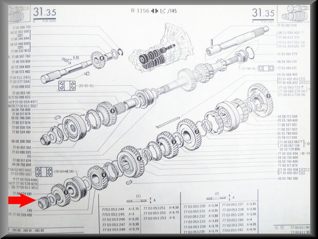 Pinion/ speedometer endless wheel (385 gearbox)