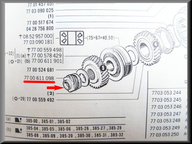 Pinion/ speedometer endless wheel (385 gearbox), used.