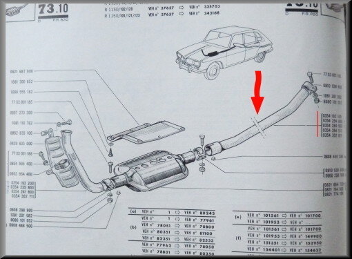 Central exhaust pipe R16 L.