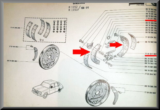 Remschoenen (Girling systeem) R16 L-TL (late types).