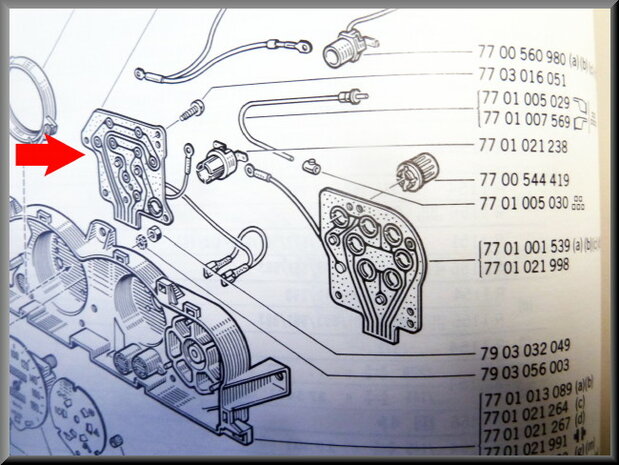 Printplaat instrumentenpaneel links R16 TX.