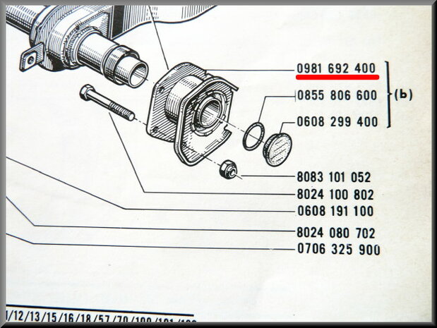 Ophangrubber achteras links.