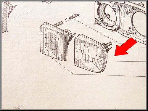 Headlight outside on the left R16 TX < 1976 (white).