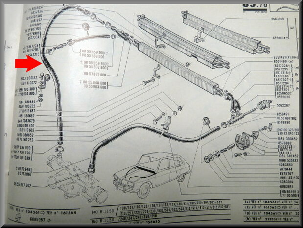 Heater hose right R16 L-GL-GLS-TL.