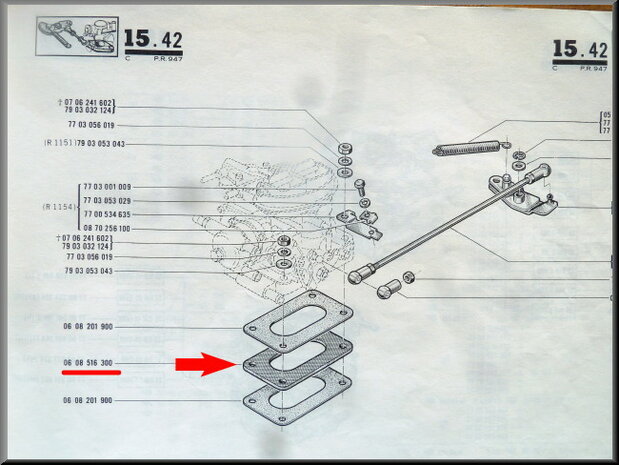 Joint (cale) de pied de carburateur.