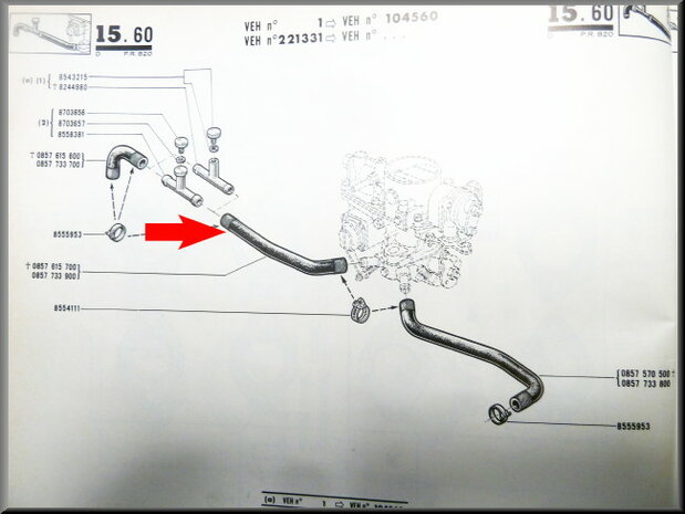 Koelslang carburateur R16 L-TL.