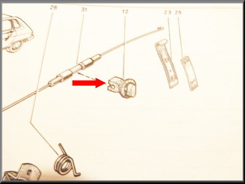 Mounting clip for the rod to open the back door.